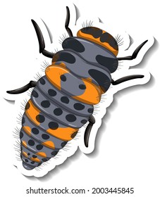 A sticker template with top view of a caterpillar isolated illustration
