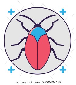 Una Plantilla adhesiva con vista superior de un diseño de Vector de cucaracha