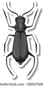 A sticker template with top view of a grasshopper isolated illustration