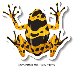 A sticker template with top view of yellow-banded poison dart frog illustration