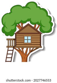 Sticker Template With A Tree House Isolated Illustration