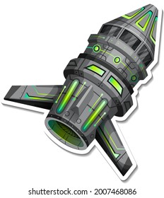 A sticker template with UFO or satellite isolated illustration