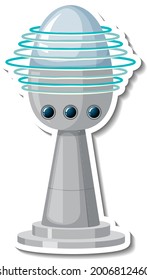 Plantilla de adhesivo con ilustración aislada de objeto volador no identificado (OVNI)