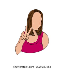 Sticker template for women. Feminism. Vector illustration of a female sticker without a face. A sticker for social networks or for printing on paper. 
