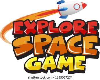 Sticker template for word explore space game illustration