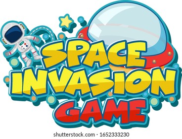 Sticker template for word space invasion game  illustration