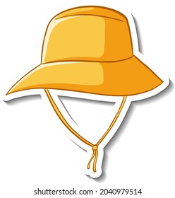A sticker template with a yellow bucket hat isolated illustration