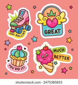 Sticker Text Balloon Hand Drawn Doodle Element Vector Collection 