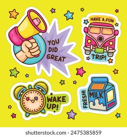 Sticker Text Balloon Hand Drawn Doodle Element Vector Collection 