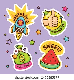 Sticker Text Balloon Hand Drawn Doodle Element Vector Collection 