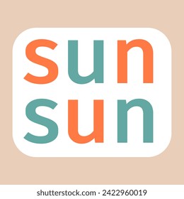 Sticker with text of colorful set. This sun sun sticker display a cheerful cartoon design against a serene pastel backdrop. Vector illustration.