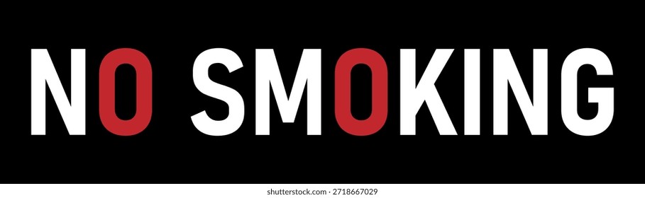 Text des Aufklebers "No Smoking" in klarer, fettgedruckter Schrift auf einfarbigem Hintergrund. Verbotsschilder, die auf das Rauchen hinweisen, sind in der Gegend nicht erlaubt.