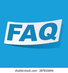 Sticker with text FAQ, isolated on blue