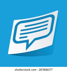 Sticker with text message icon, isolated on blue