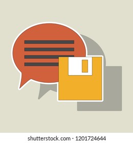 Sticker text message vector icon, speech bubble symbol. Modern, simple flat vector illustration for web site or mobile app