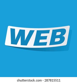 Sticker with text WEB, isolated on blue
