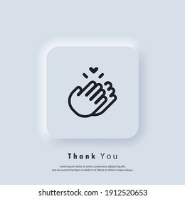 Sticker Thank You. Clapping Hands Icon. Clap, Applause Icon. Vector. UI Icon. Neumorphic UI UX White User Interface Web Button.