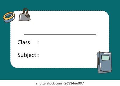 Sticker theme elementary school. name, subject vector