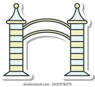 Sticker theme park related single item illustration icon set entrance gate