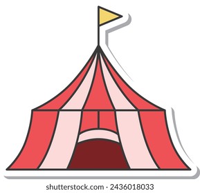 Sticker theme park related single item illustration icon set circus tent
