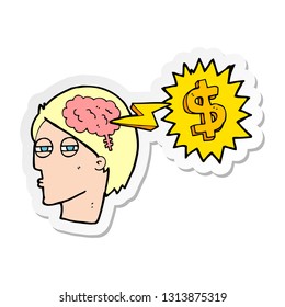 sticker of a thinking of ways to make money cartoon