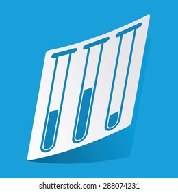Sticker with three test-tubes, isolated on blue