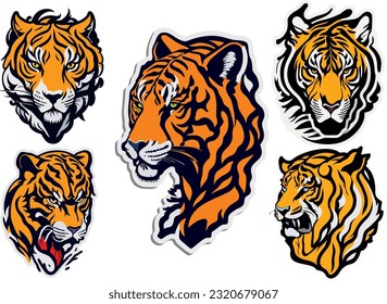 sticker, tiger logo, formidable striped predatory cat