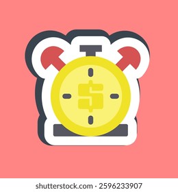 Sticker time is money. Economy and business elements.
