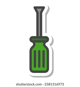 Sticker tool-related single item icon flathead screwdriver