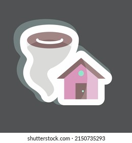 Tornado pegajoso golpeando la casa. adecuado para el símbolo de desastres. estilo mate de color. diseño simple editable. vector de plantilla de diseño. ilustración de símbolo simple