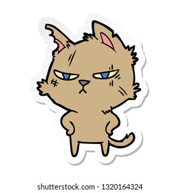 sticker of a tough cartoon cat