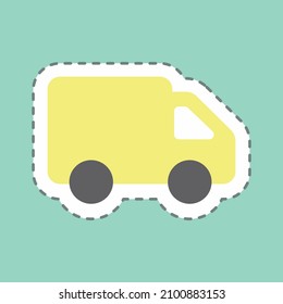 Sticker Toy Truck Line Cut - Simple Illustration,Design Template Vector, Good For Prints, Posters, Advertisements, Announcements, Info Graphics, Etc.