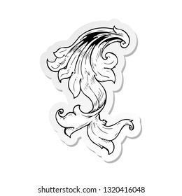sticker of a traditional hand drawn floral swirl