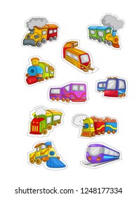 sticker train for kids, funny stickers, vector train