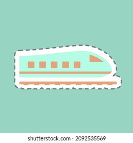 Sticker Trains - Line Cut - Simple illustration,Editable stroke,Design template vector, Good for prints, posters, advertisements, announcements, info graphics, etc.