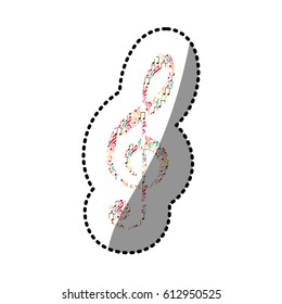 sticker treble clef in color silhouette formed by musical notes vector illustration