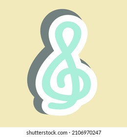 Sticker Treble Clef - Simple illustration, Good for Prints , Announcements, Etc