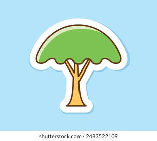 Sticker tree, leaf, wood vector illustration