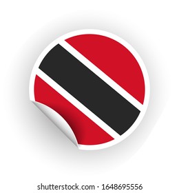 Sticker of Trinidad and Tobago flag with peel off corner isolated on white background. Paper banner or circle curl label sticker with flip edge. Vector color post note for advertising design