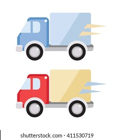 Sticker truck. Transportation, delivery cargo. Art. Vector.