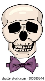 sticker, t-shirt prints on a skull with a bow
