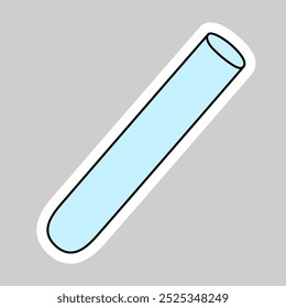 Sticker with tube chemical flask, doodle style vector