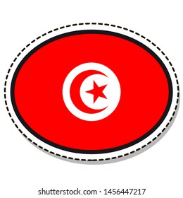 Aufkleber Tunesien Flaggenknopf, Kommunikationszeichen in sozialen Medien, Oval-Ikone in der flachen Wirtschaft.