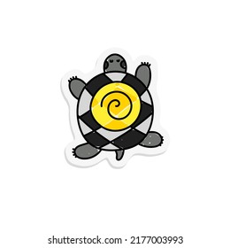 sticker turtle colorful vecor cartoon illustration