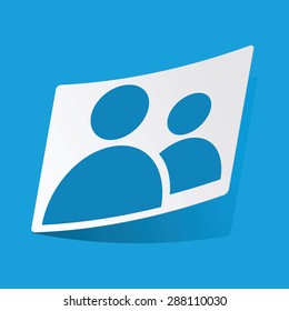 Sticker with two user icons, isolated on blue