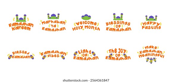 Sticker Typography Ramadhan. Vector Illustration