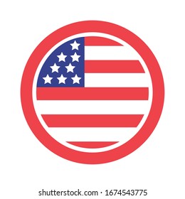 sticker with united states of america flag silhouette style vector illustration design