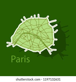 Sticker Urban city map of Paris, France