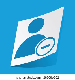 Sticker with user icon with minus, isolated on blue