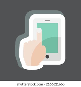 Sticker Using Cell Phone. suitable for Hand Actions symbol. simple design editable. design template vector. simple symbol illustration